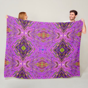 Trippy Pink and Purple Abstract Pattern Fleece Blanket