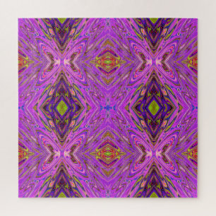 Trippy Pink and Purple Abstract Pattern Jigsaw Puzzle