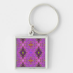 Trippy Pink and Purple Abstract Pattern Keychain