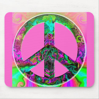 Trippy Pink Peace Sign Mouse Pad