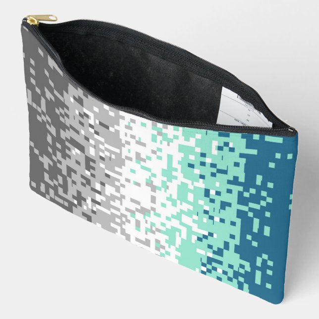 Trippy Pixelated Abstract Frayromantic Pride Flag  Accessory Pouch (Open)