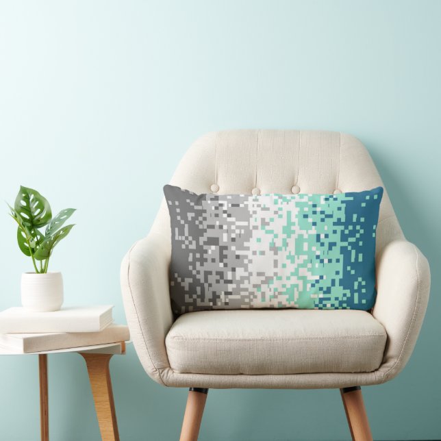 Trippy Pixelated Abstract Frayromantic Pride Flag Lumbar Pillow (Chair)