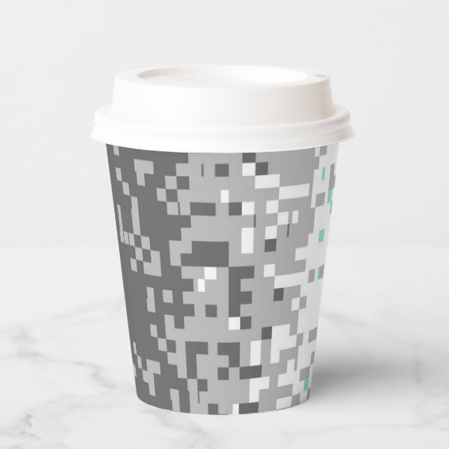 Trippy Pixelated Abstract Frayromantic Pride Flag Paper Cups (Front)