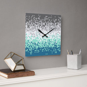 Trippy Pixelated Abstract Frayromantic Pride Flag Square Wall Clock