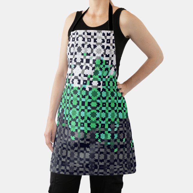 Trippy Pixelated Abstract Neutrois Pride Flag Apron (Insitu)