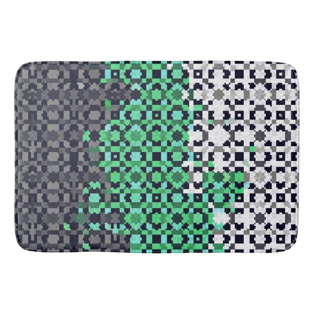 Trippy Pixelated Abstract Neutrois Pride Flag Bath Mat (Front)