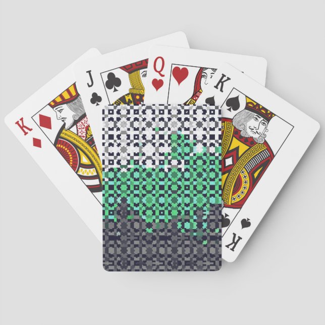 Trippy Pixelated Abstract Neutrois Pride Flag Playing Cards (Back)