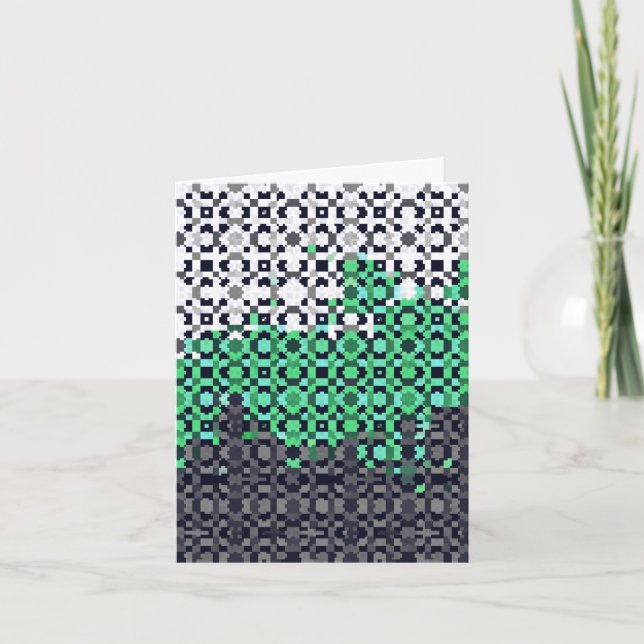 Trippy Pixelated Abstract Neutrois Pride Flag Thank You Card (Front)