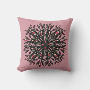 Trippy Plants and Eyes - Psychedelic Botanical Throw Pillow