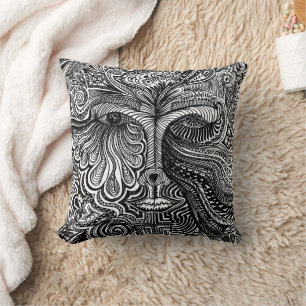 Trippy Portrait Throw Pillow