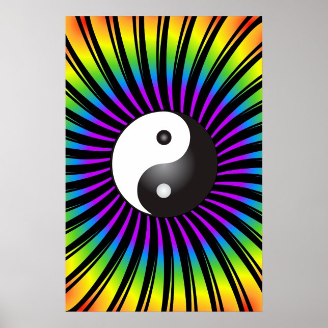 Trippy Poster: Yin Yang Symbol & Spiral Design Poster (Front)