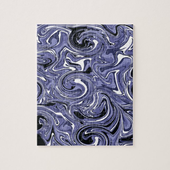 Trippy Psychadelic Water Marble Black Purple Jigsaw Puzzle (Vertical)