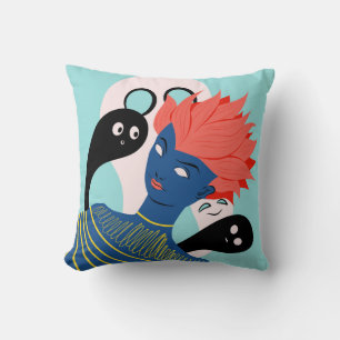 Trippy Psychedelic Alien Girl Throw Pillow