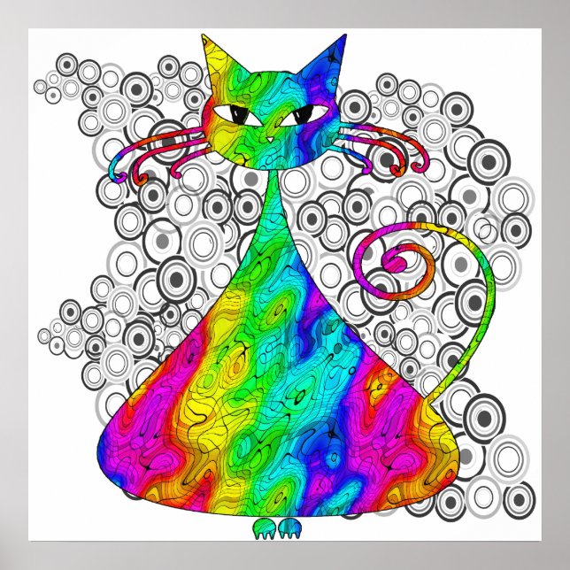 Trippy Psychedelic Cat Poster (Front)