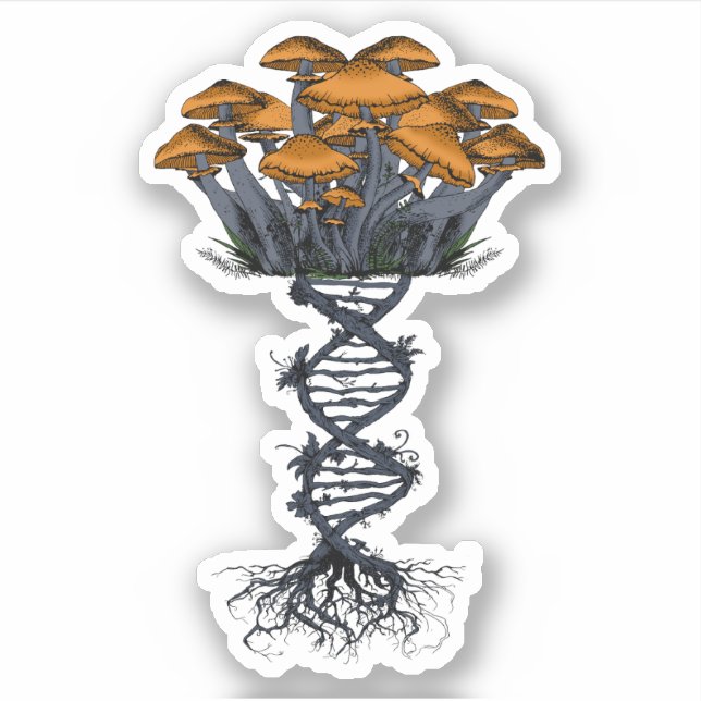 Trippy Psychedelic Earthy Mushrooms Roots DNA Art (Front)