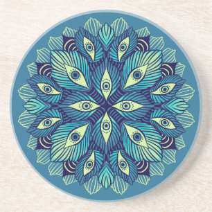 Trippy Psychedelic Eyes Floral Art – Surreal Eyes Coaster