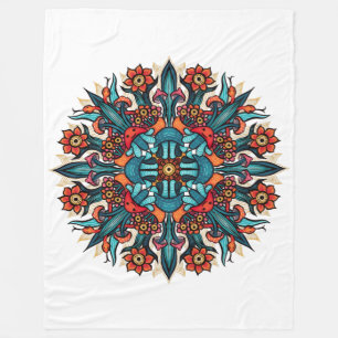Trippy Psychedelic Groovy Mushroom Mandala Eyes Fleece Blanket