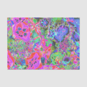 Trippy Psychedelic Hot Pink and Purple Flowers Tissue Paper