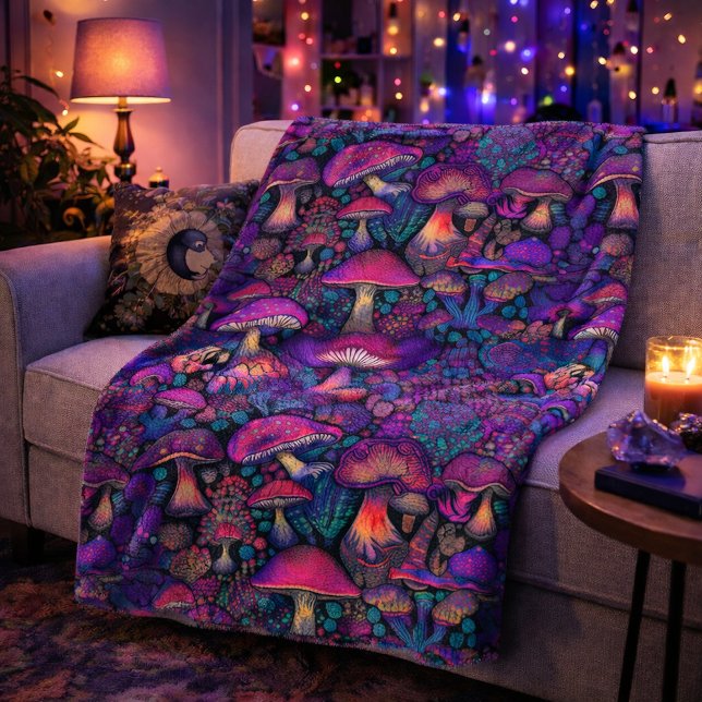 Trippy Psychedelic Mushroom Pattern  Sherpa Blanket (Creator Uploaded)