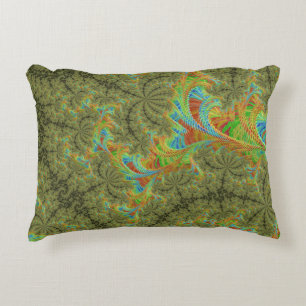 Trippy Psychedelic Spiral Fractal Art Accent Pillow