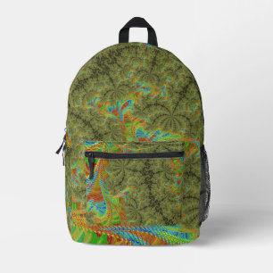 Trippy Psychedelic Spiral Fractal Art Printed Backpack
