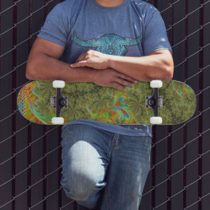 Trippy Psychedelic Spiral Fractal Art Skateboard