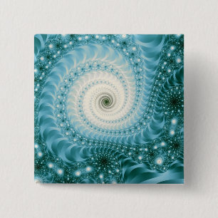 Trippy Psychedelic Starstorm Fine Fractal 2 Inch Square Button