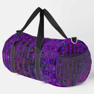 Trippy Purple and Black Retro Atomic Waves Duffle Bag