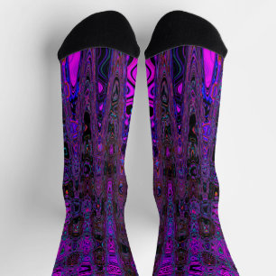 Trippy Purple and Black Retro Atomic Waves Socks