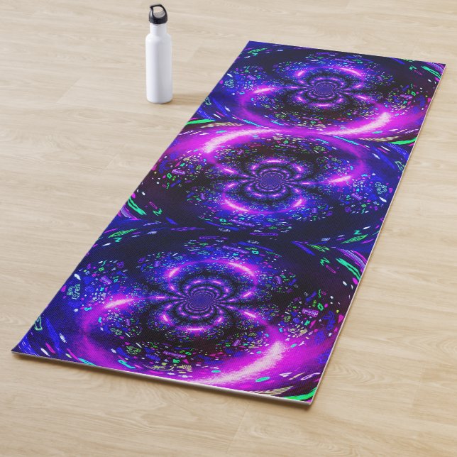 Trippy Purple Black Spiral Mermaid Yoga Mat (In Situ)