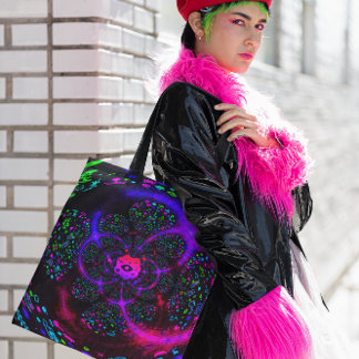 Trippy Purple Spiral Funky Tote Bag