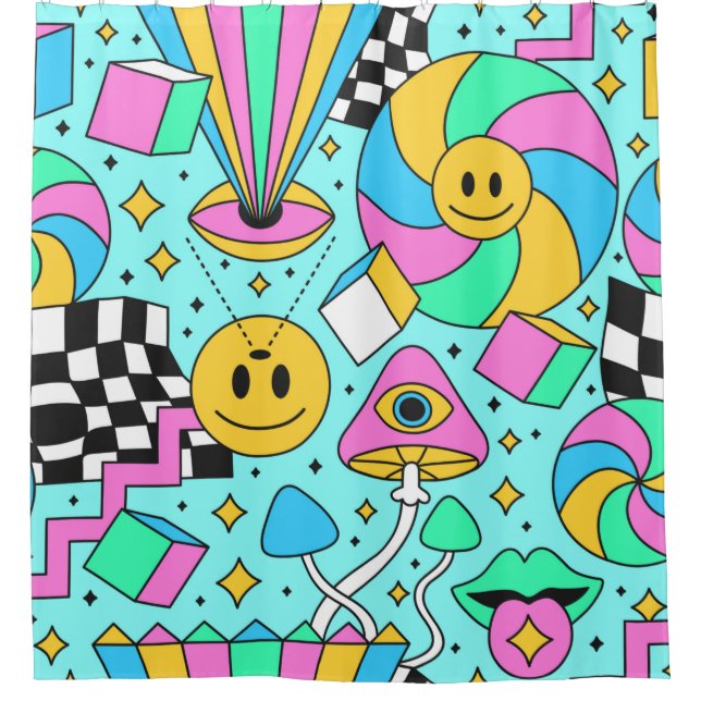 Trippy rainbow 60s pop psychedelic seamless patter (Front)