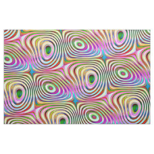 Trippy Rainbow Colours Round Squares Pattern Fabric