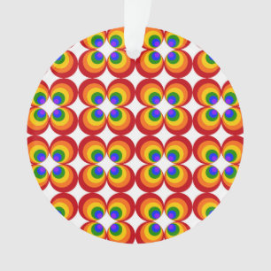 Trippy Rainbow Flowers Ornament