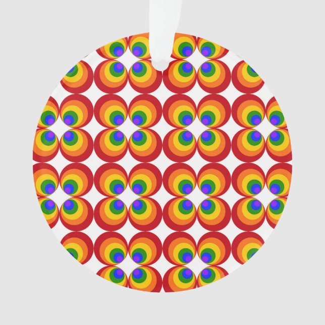 Trippy Rainbow Flowers Ornament (Front)