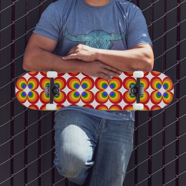 Trippy Rainbow Flowers Skateboard (Outdoor 3)