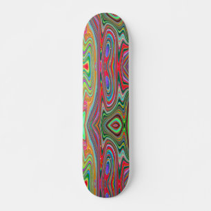 Trippy Red, Green and Blue Abstract Groovy Art Skateboard