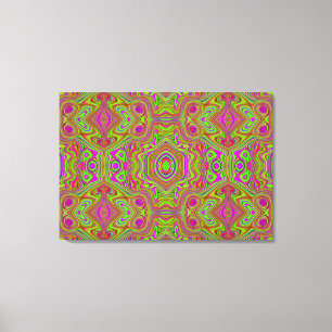 Trippy Retro Chartreuse Magenta Abstract Pattern Canvas Print
