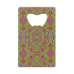 Trippy Retro Chartreuse Magenta Abstract Pattern Credit Card Bottle Opener