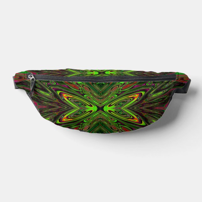 Trippy Retro Lime Green Abstract Butterfly Fanny Pack (Lay Down)