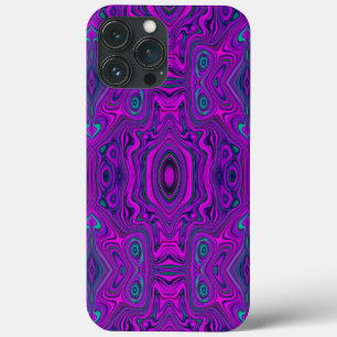 Trippy Retro Magenta and Black Abstract Pattern iPhone 13 Pro Max Case