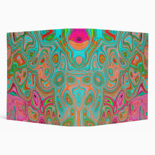 Trippy Retro Orange and Aqua Groovy Abstract Art Binder
