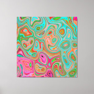 Trippy Retro Orange and Aqua Groovy Abstract Art Canvas Print