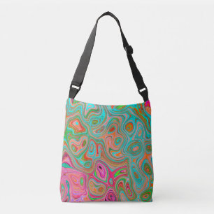 Trippy Retro Orange and Aqua Groovy Abstract Art Crossbody Bag