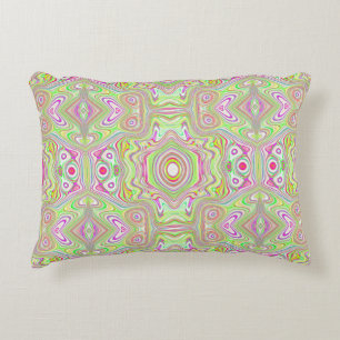 Trippy Retro Pink and Lime Green Abstract Pattern Accent Pillow