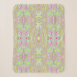 Trippy Retro Pink and Lime Green Abstract Pattern Sherpa Blanket