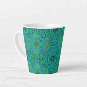 Trippy Retro Turquoise Chartreuse Abstract Pattern Latte Mug