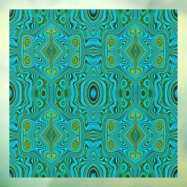 Trippy Retro Turquoise Chartreuse Abstract Pattern Window Cling (Sheet 3)
