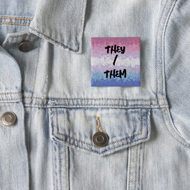 Trippy Ripply Groovy Eccentric Bigender Pride Flag 2 Inch Square Button (In Situ)