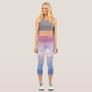 Trippy Ripply Groovy Eccentric Bigender Pride Flag Capri Leggings